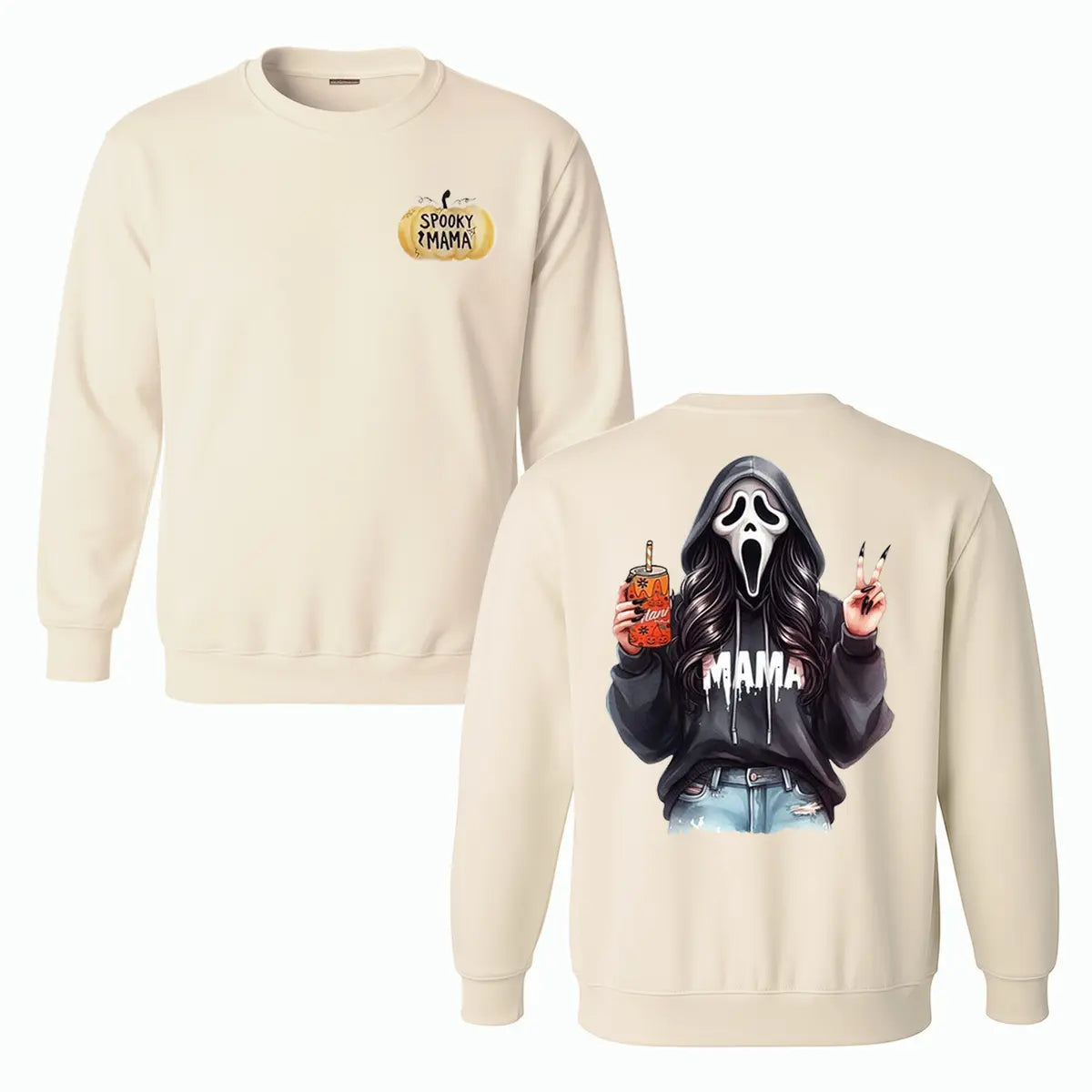 Spooky Mama Printed Fleece-lined Unisex Sweatshirt