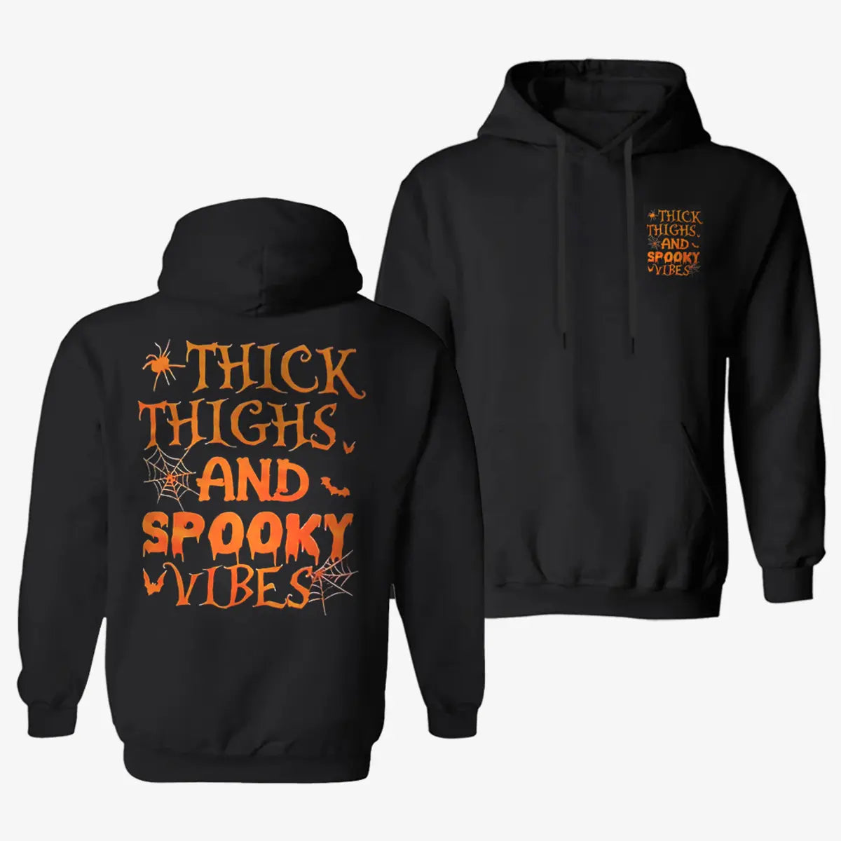 Thick Thighs And Spooky Vibes Printed Fleece-lined Unisex Hoodie