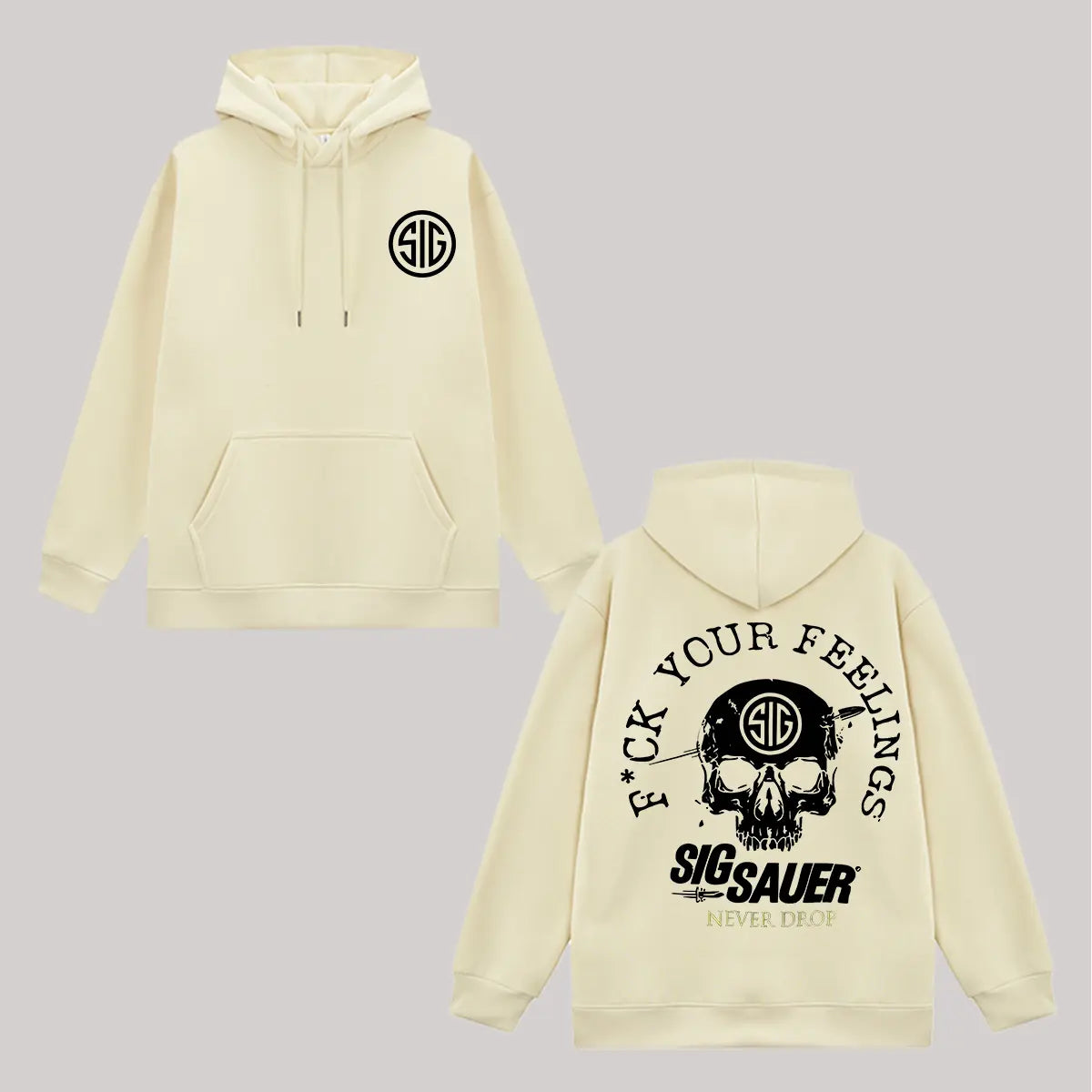 F*ck Your Feeling Sig Sauer Never Drop Printed Fleece-lined Unisex Hoodie Image - 3
