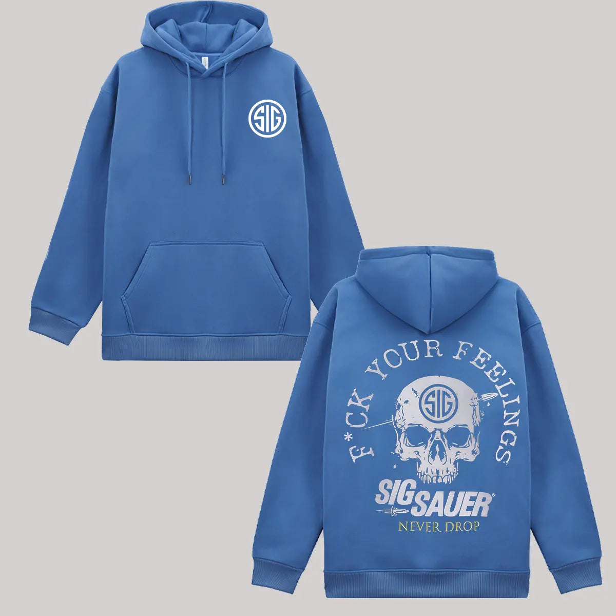 F*ck Your Feeling Sig Sauer Never Drop Printed Fleece-lined Unisex Hoodie Image - 5