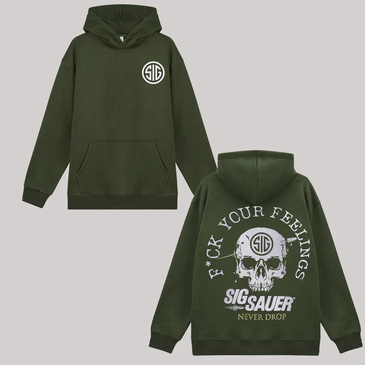 F*ck Your Feeling Sig Sauer Never Drop Printed Fleece-lined Unisex Hoodie Image - 6