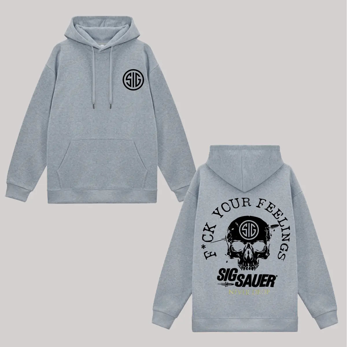 F*ck Your Feeling Sig Sauer Never Drop Printed Fleece-lined Unisex Hoodie Image - 8