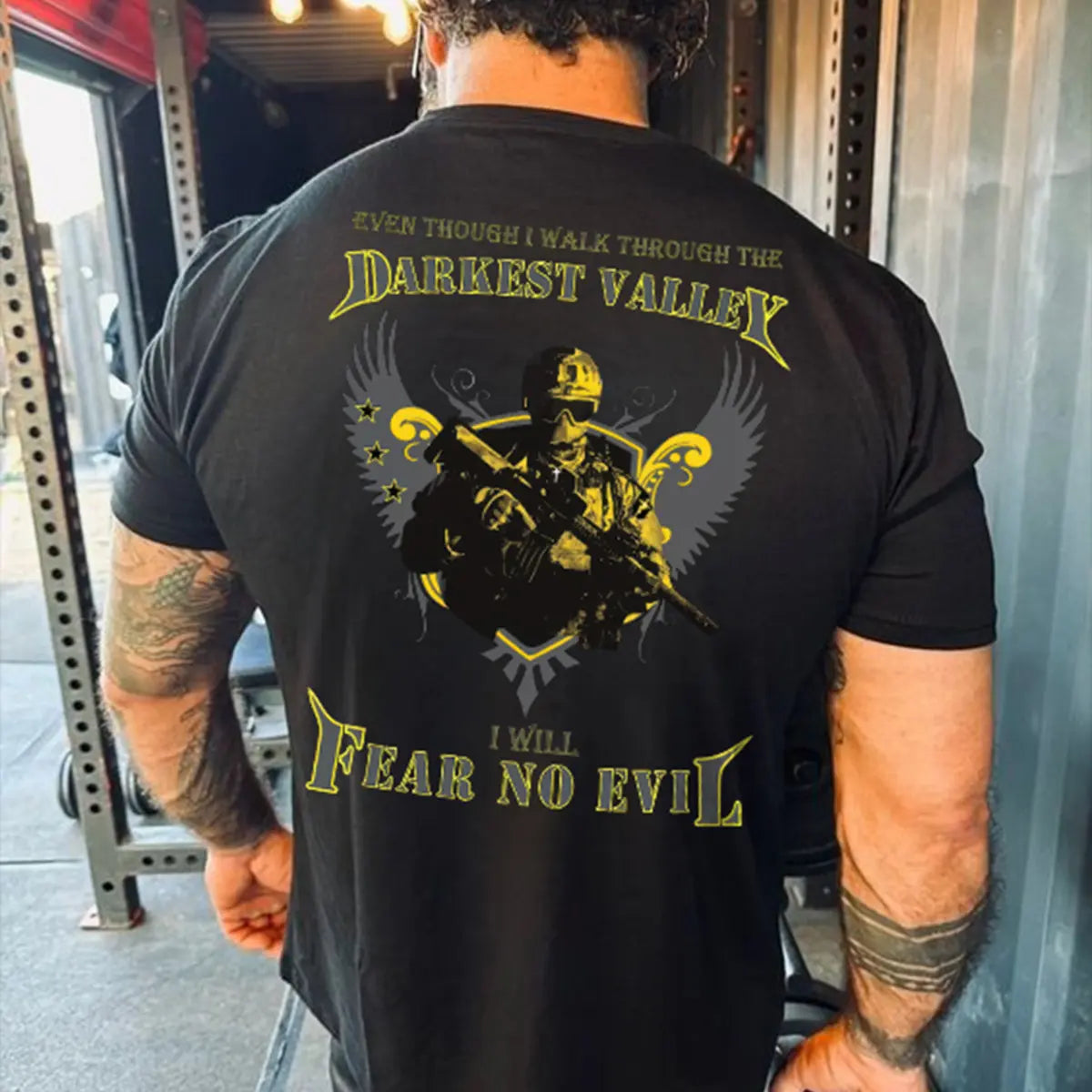 Even Though I Walk Through The Darkest Valley I Will Fear No Evil Printed Men's T-shirt