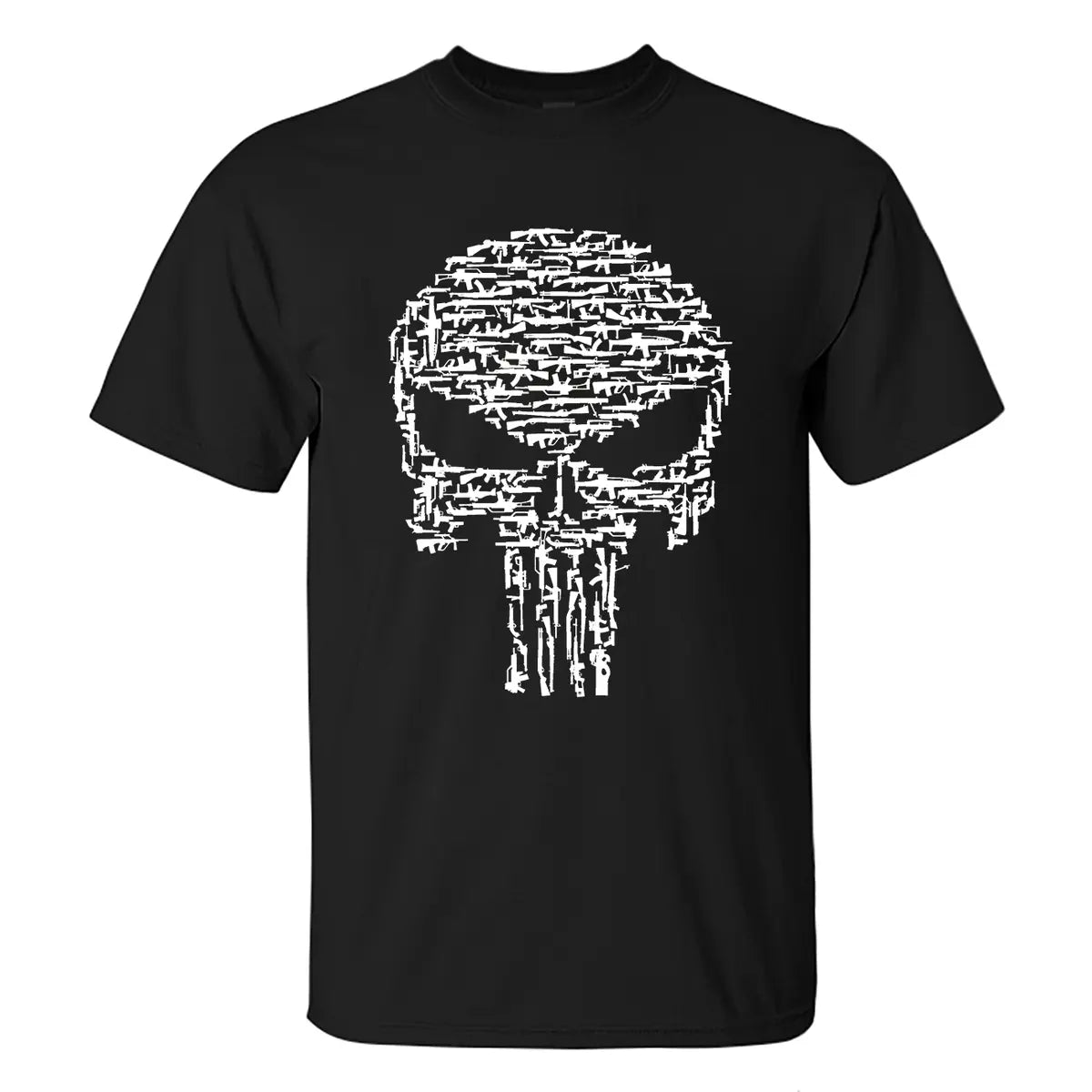 Punisher Gun Skull Printed Men's T-shirt