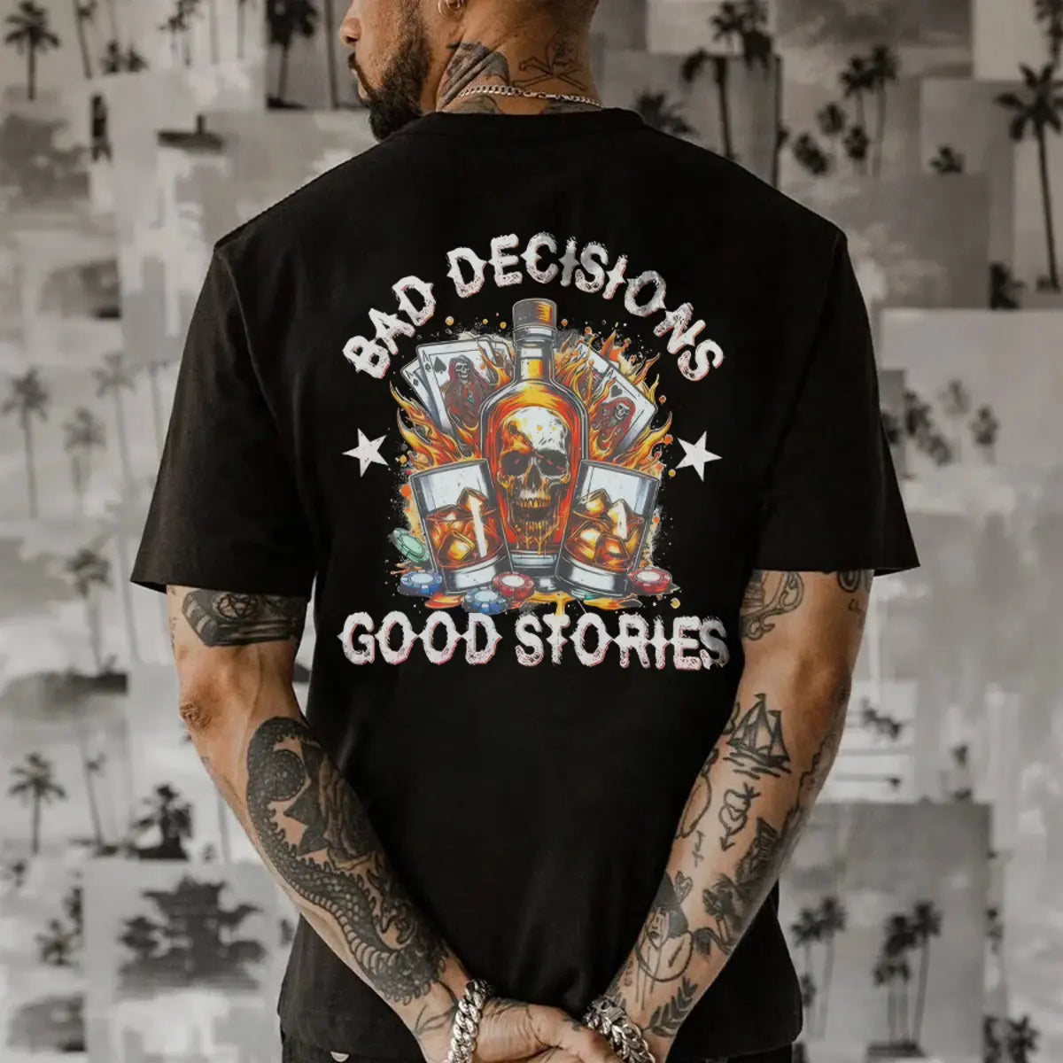 Bad Decisions Good Stories Printed Men's T-Shirt