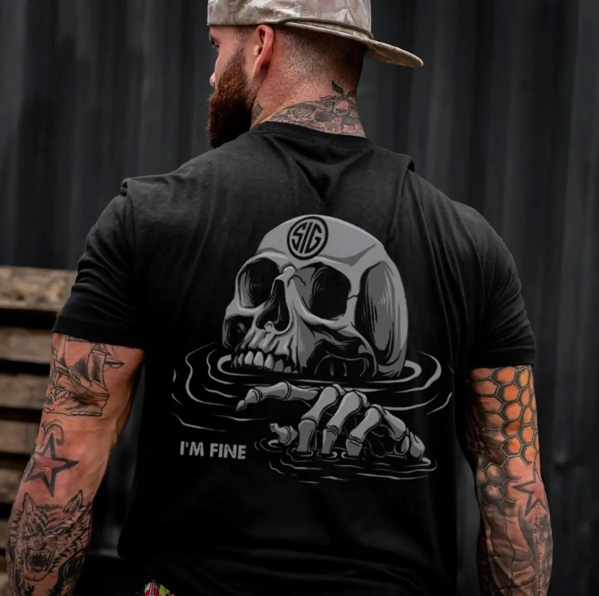 I'm Fine Sig Sauer Skull Printed Men's T-Shirt