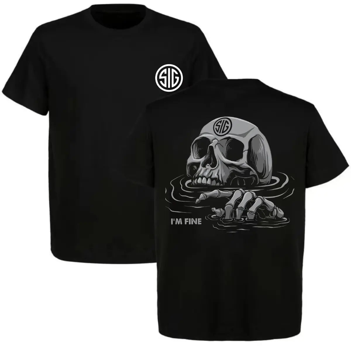 I'm Fine Sig Sauer Skull Printed Men's T-Shirt