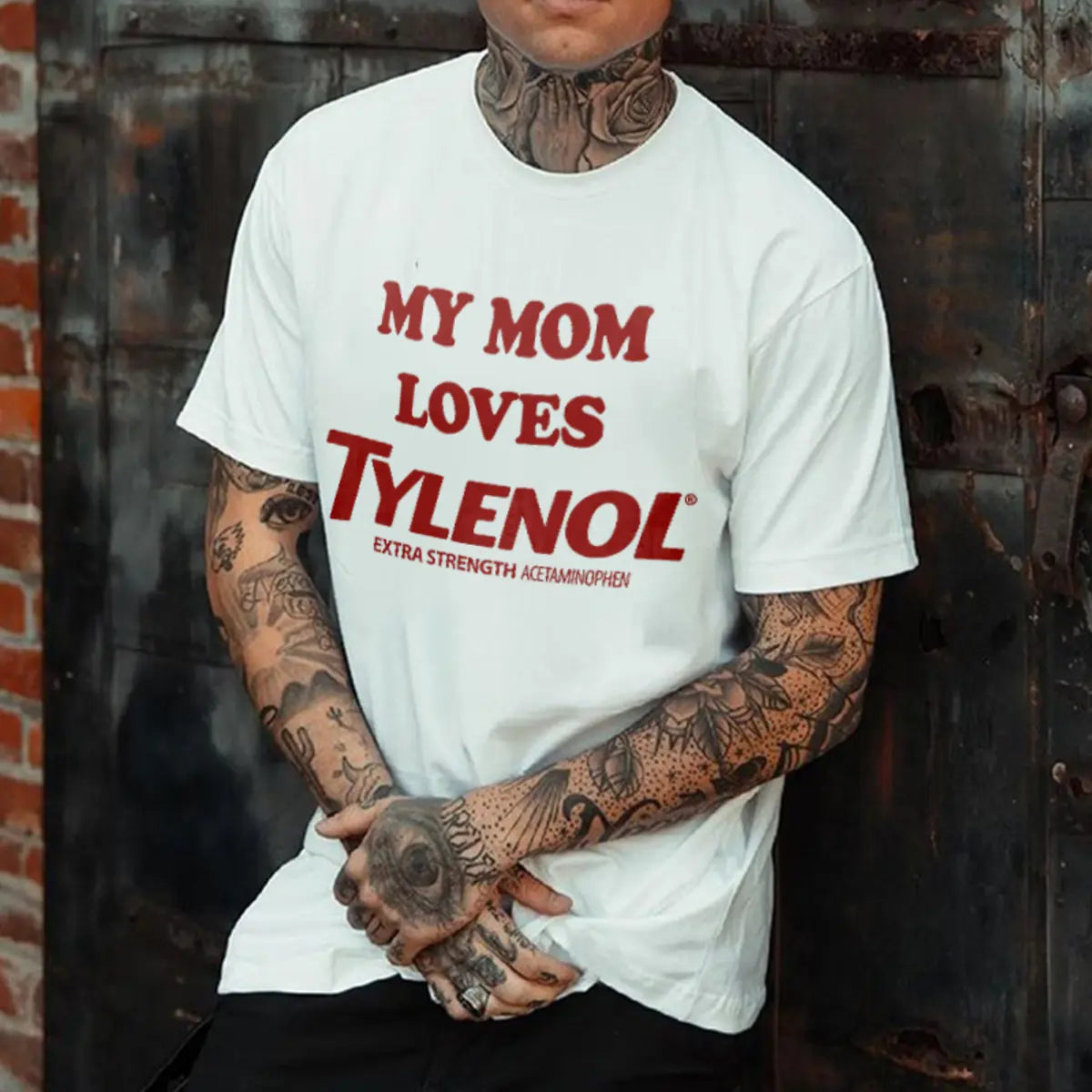 My Mom Loves Tylenol Printed Men's T-Shirt