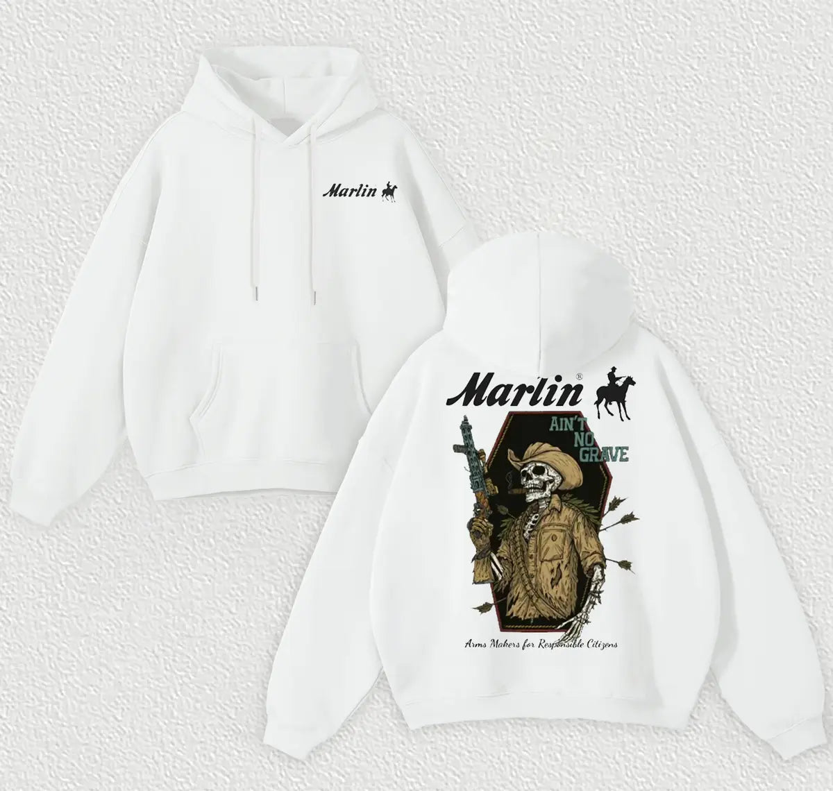 Marlin Ain't No Grave Printed Fleece-lined Unisex Hoodie