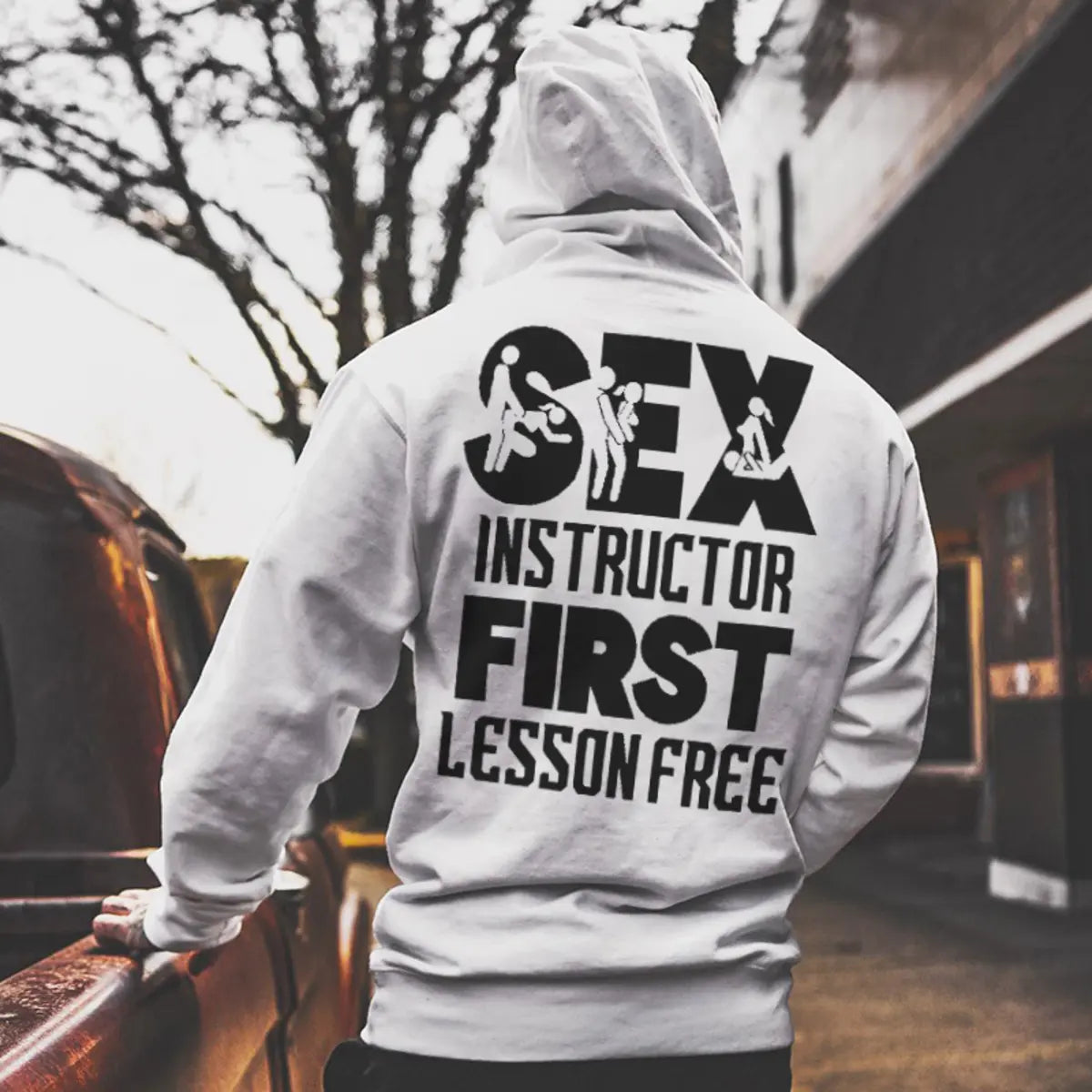 Sex Instructor First Lesson Free Printed Fleece-lined Unisex Hoodie