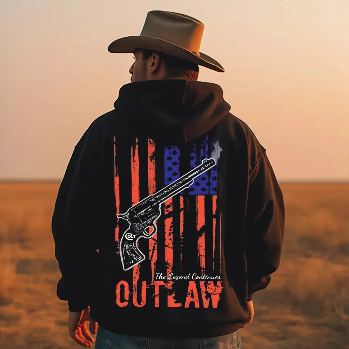 Outlaw Gun Printed Fleece-lined Unisex Hoodie