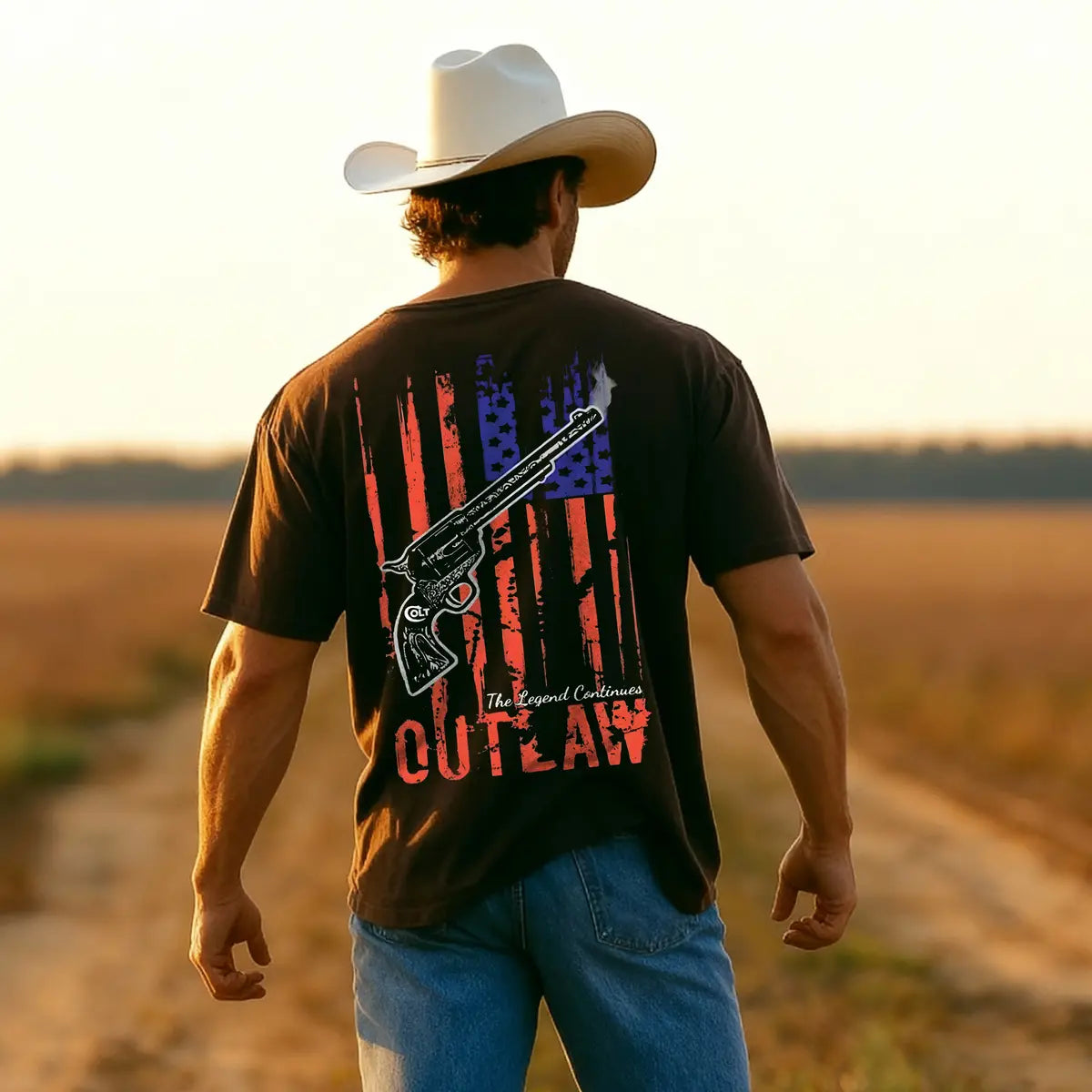 Outlaw Gun Printed Oversized Unisex T-shirt