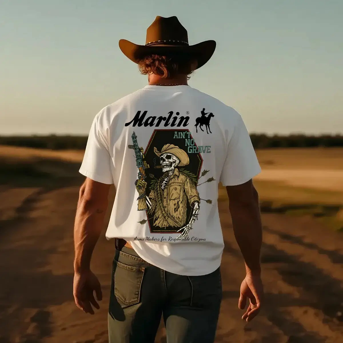 Marlin Ain't No Grave Printed Oversized Unisex T-shirt