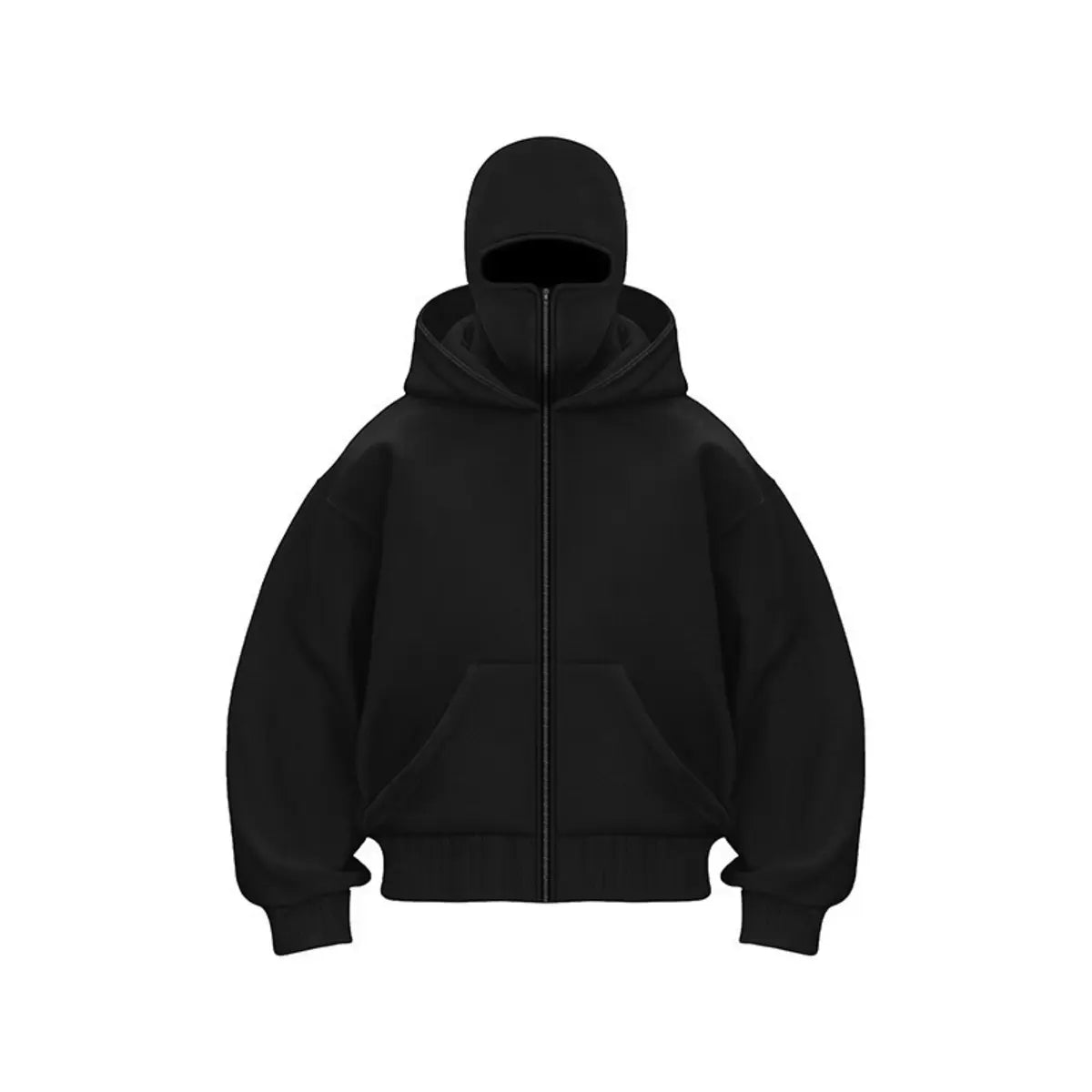 Solid Color Double-layer Hooded Zip-Up Jacket