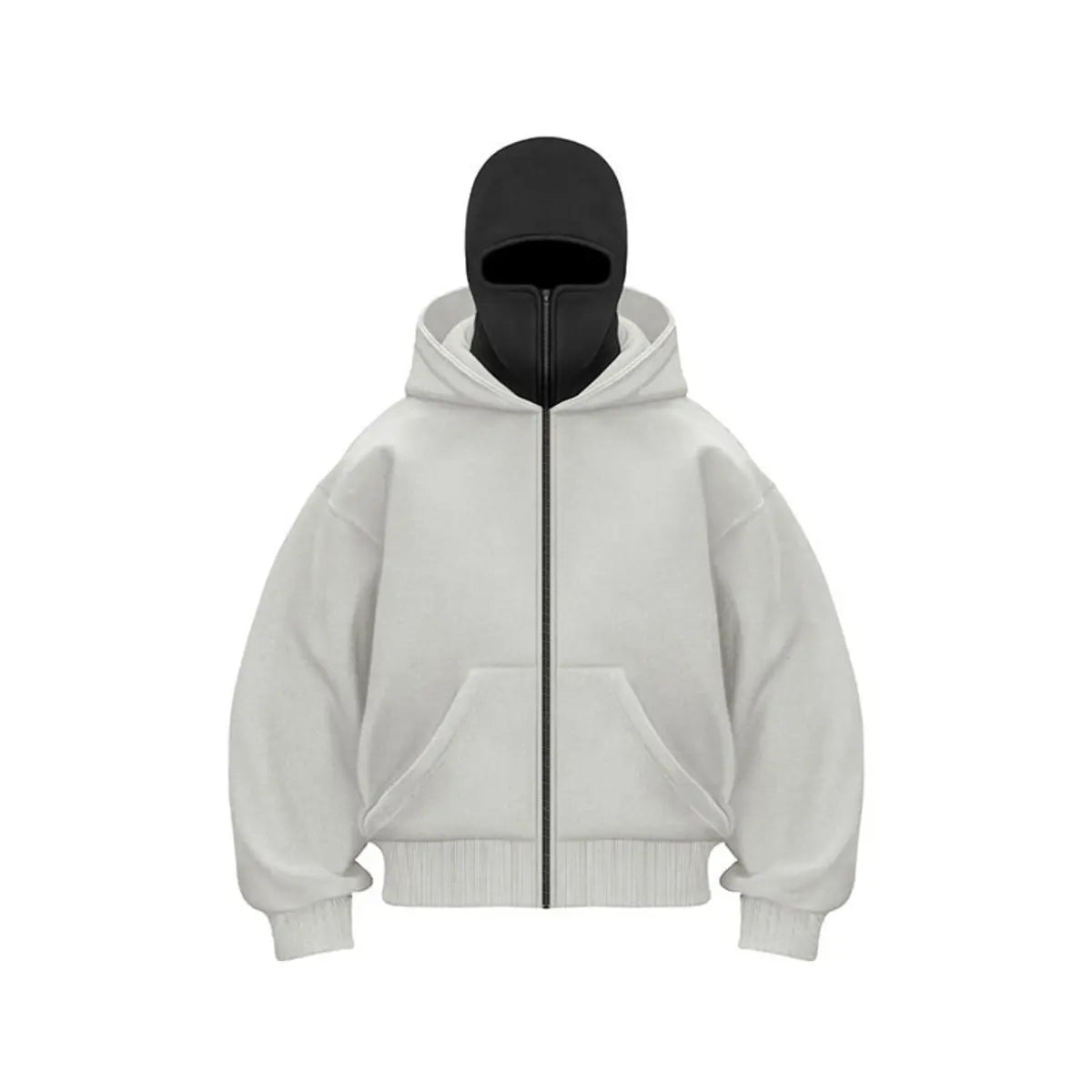 Solid Color Double-layer Hooded Zip-Up Jacket