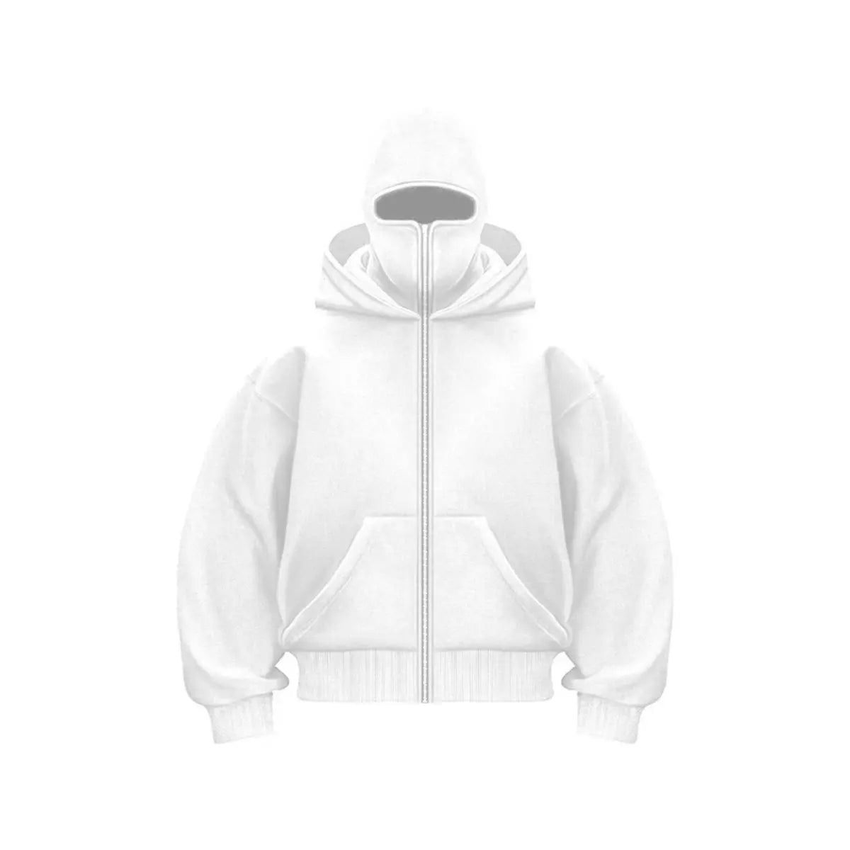 Solid Color Double-layer Hooded Zip-Up Jacket