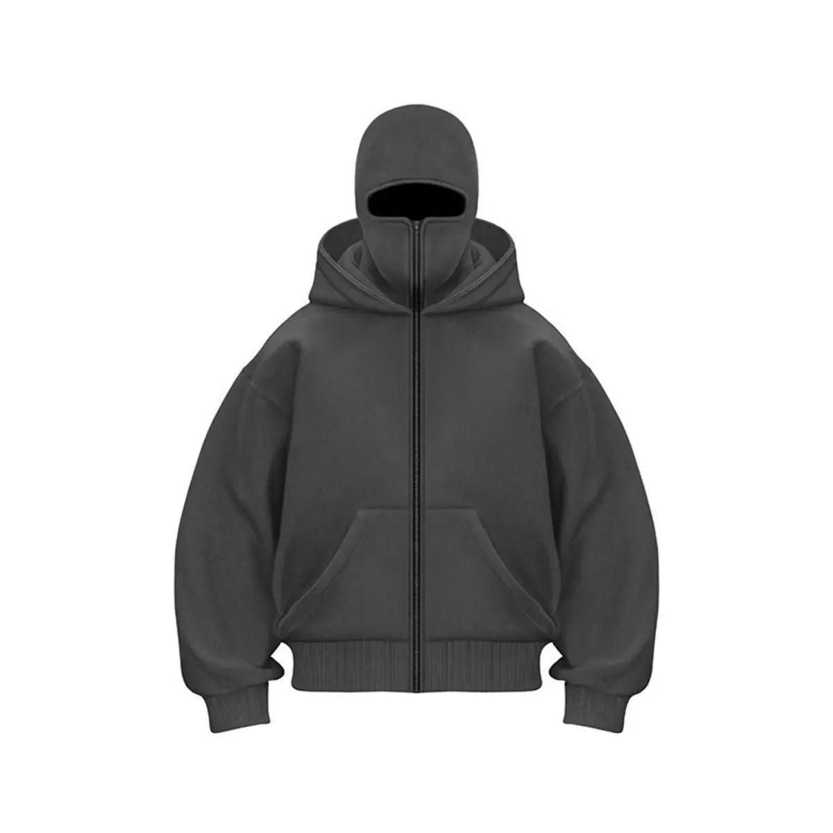 Solid Color Double-layer Hooded Zip-Up Jacket