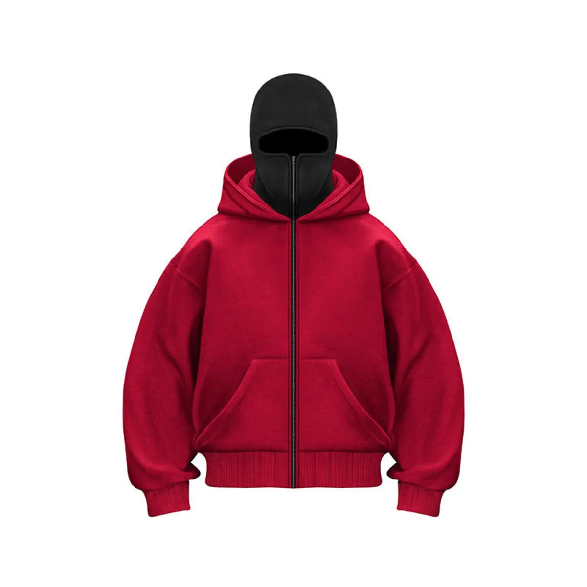 Solid Color Double-layer Hooded Zip-Up Jacket