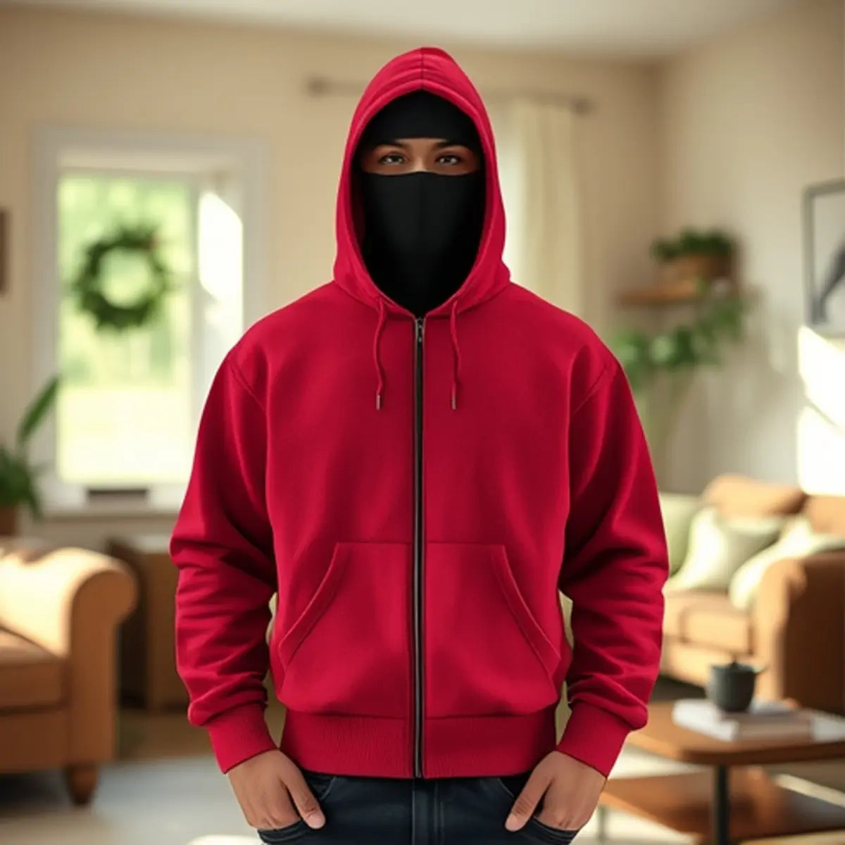 Solid Color Double-layer Hooded Zip-Up Jacket