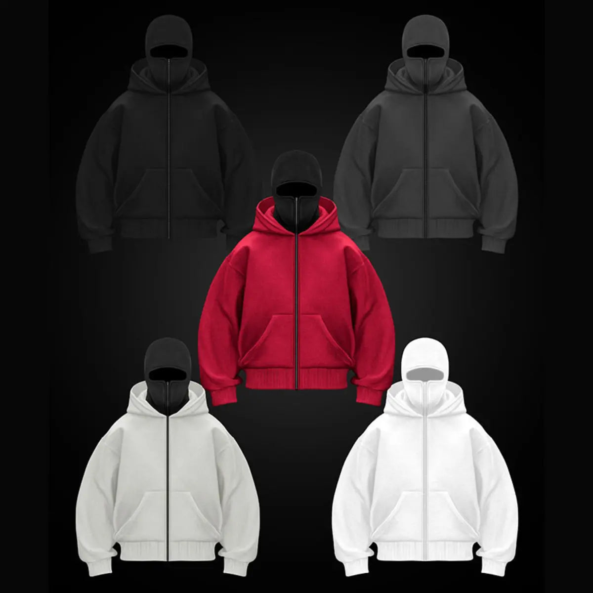 Solid Color Double-layer Hooded Zip-Up Jacket