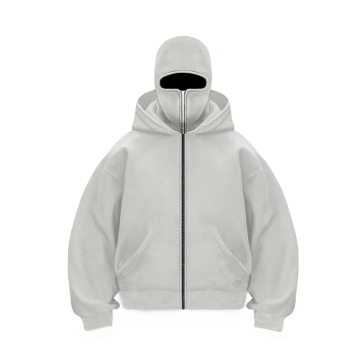 Solid Color Double-layer Hooded Zip-Up Jacket