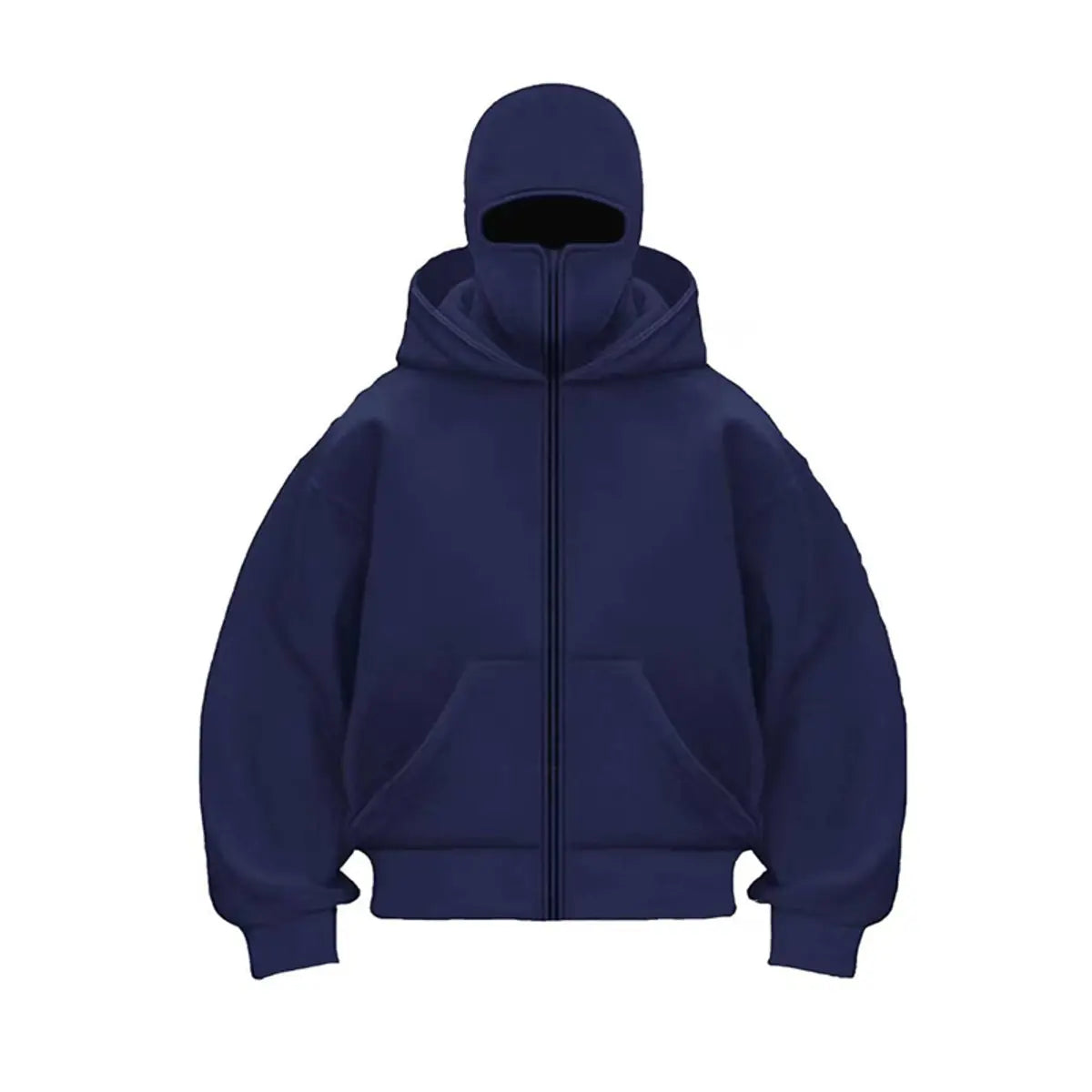 Solid Color Double-layer Hooded Zip-Up Jacket