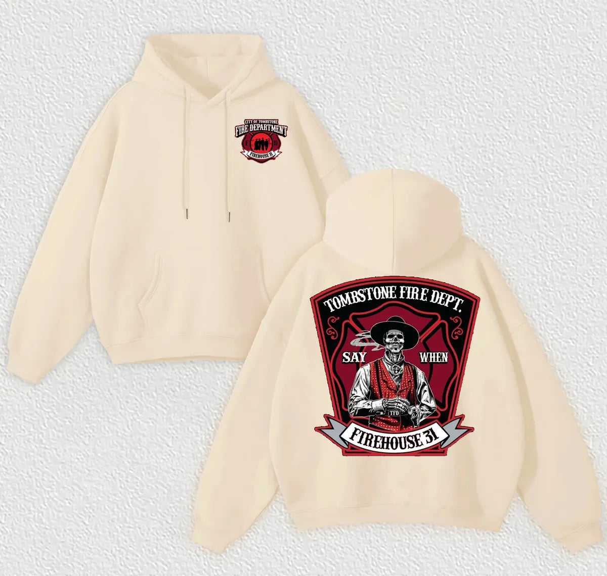 Tombstone Fire Dept. Firehouse 31 Printed Fleece-lined Unisex Hoodie Image - 7