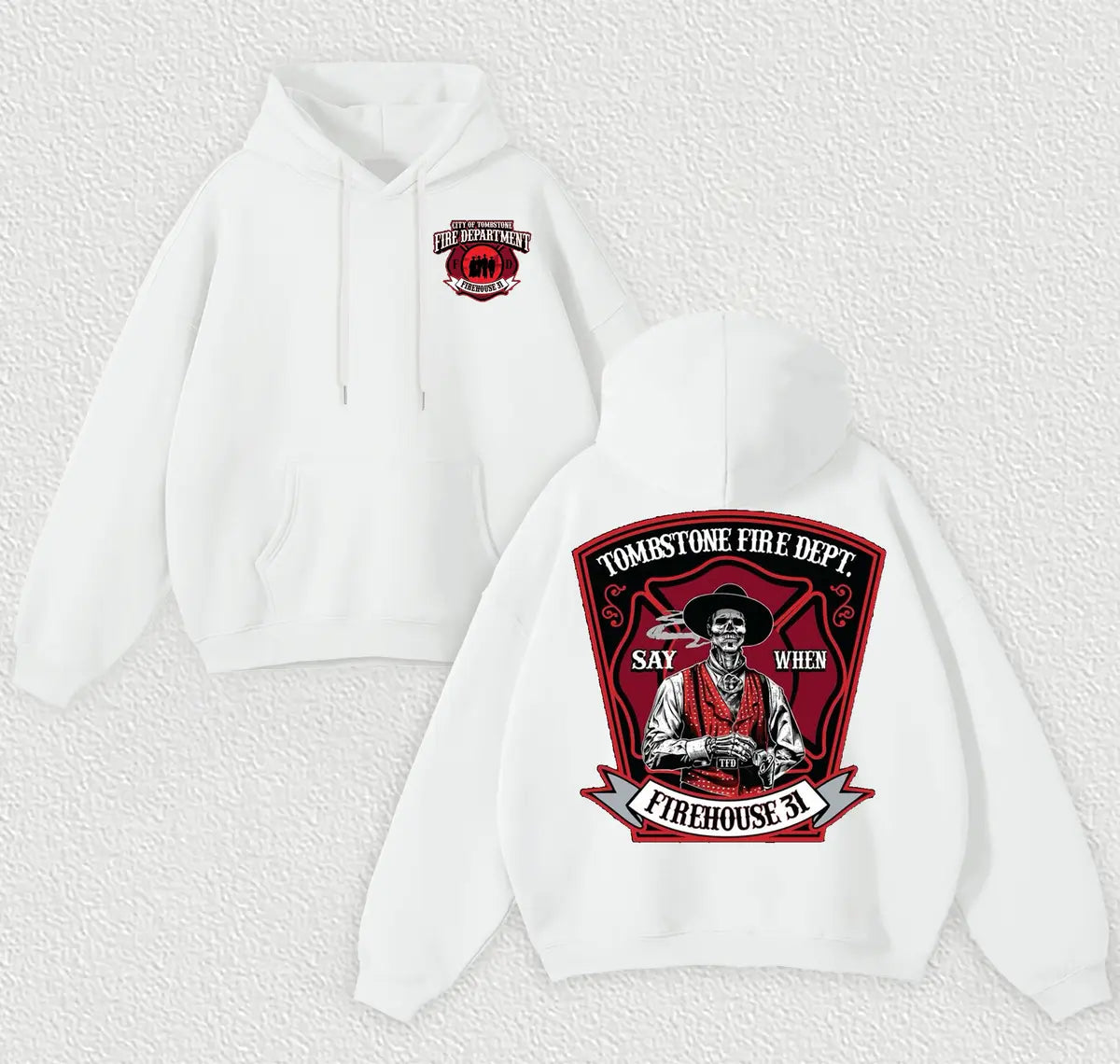 Tombstone Fire Dept. Firehouse 31 Printed Fleece-lined Unisex Hoodie Image - 5