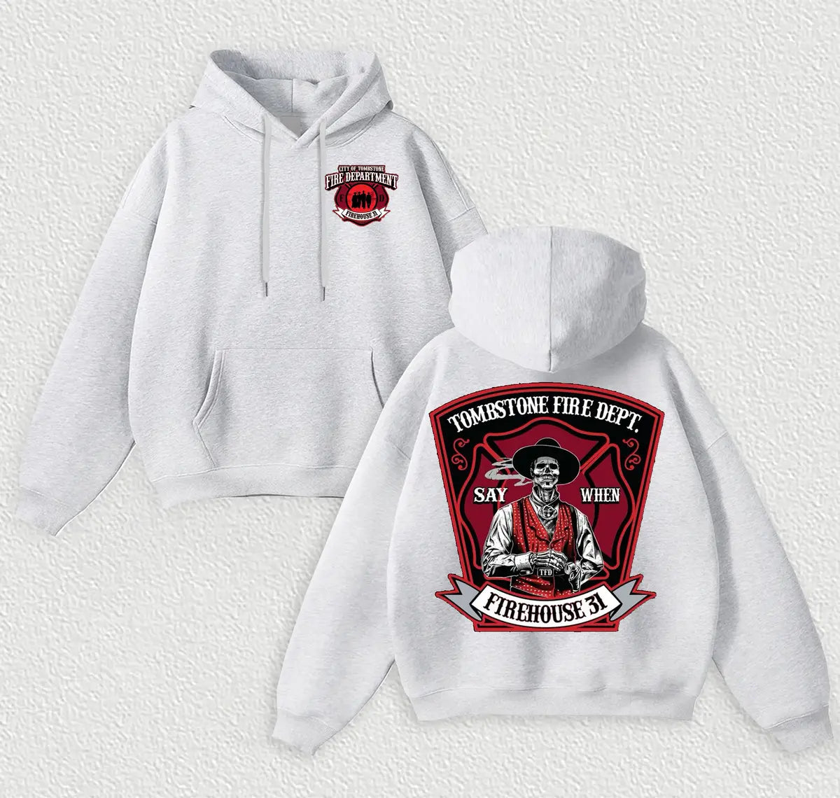 Tombstone Fire Dept. Firehouse 31 Printed Fleece-lined Unisex Hoodie Image - 6