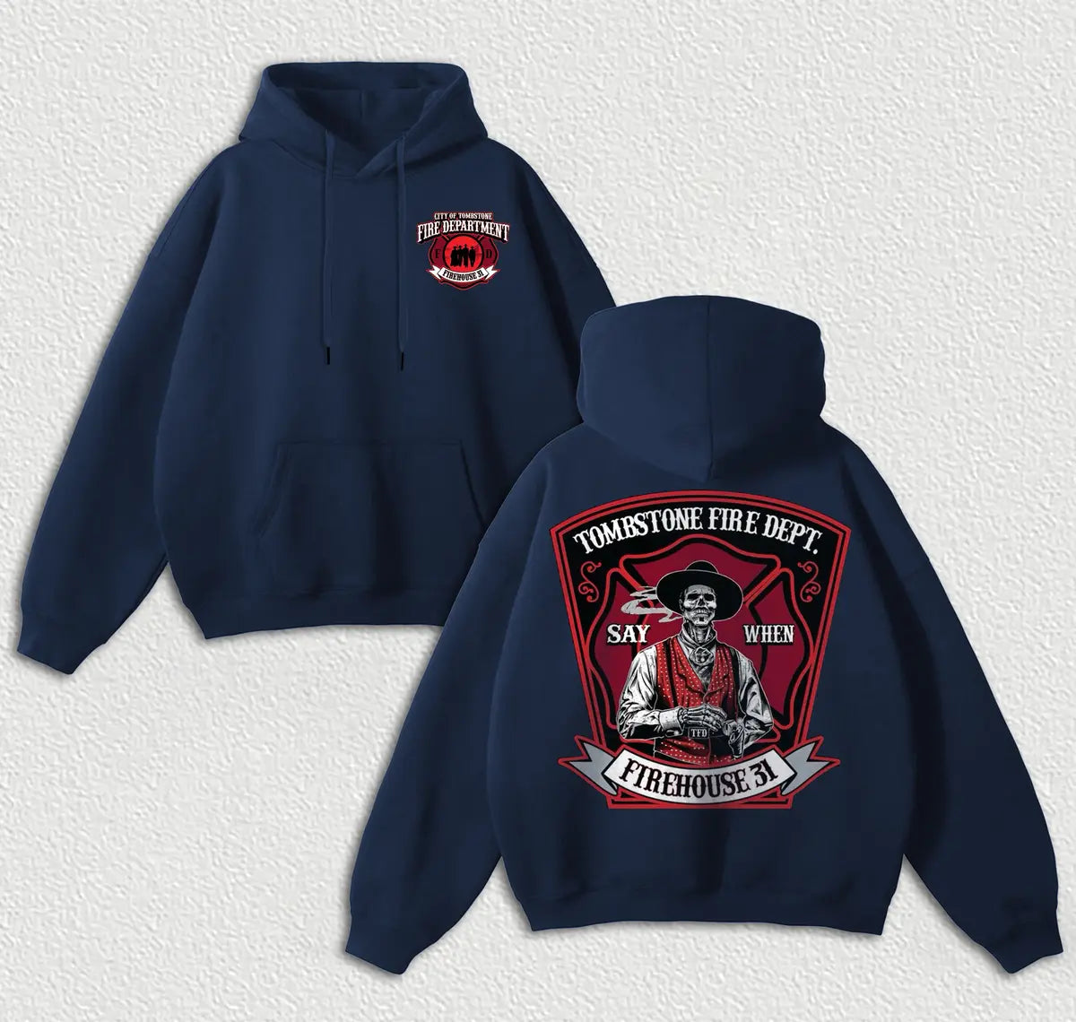 Tombstone Fire Dept. Firehouse 31 Printed Fleece-lined Unisex Hoodie Image - 10