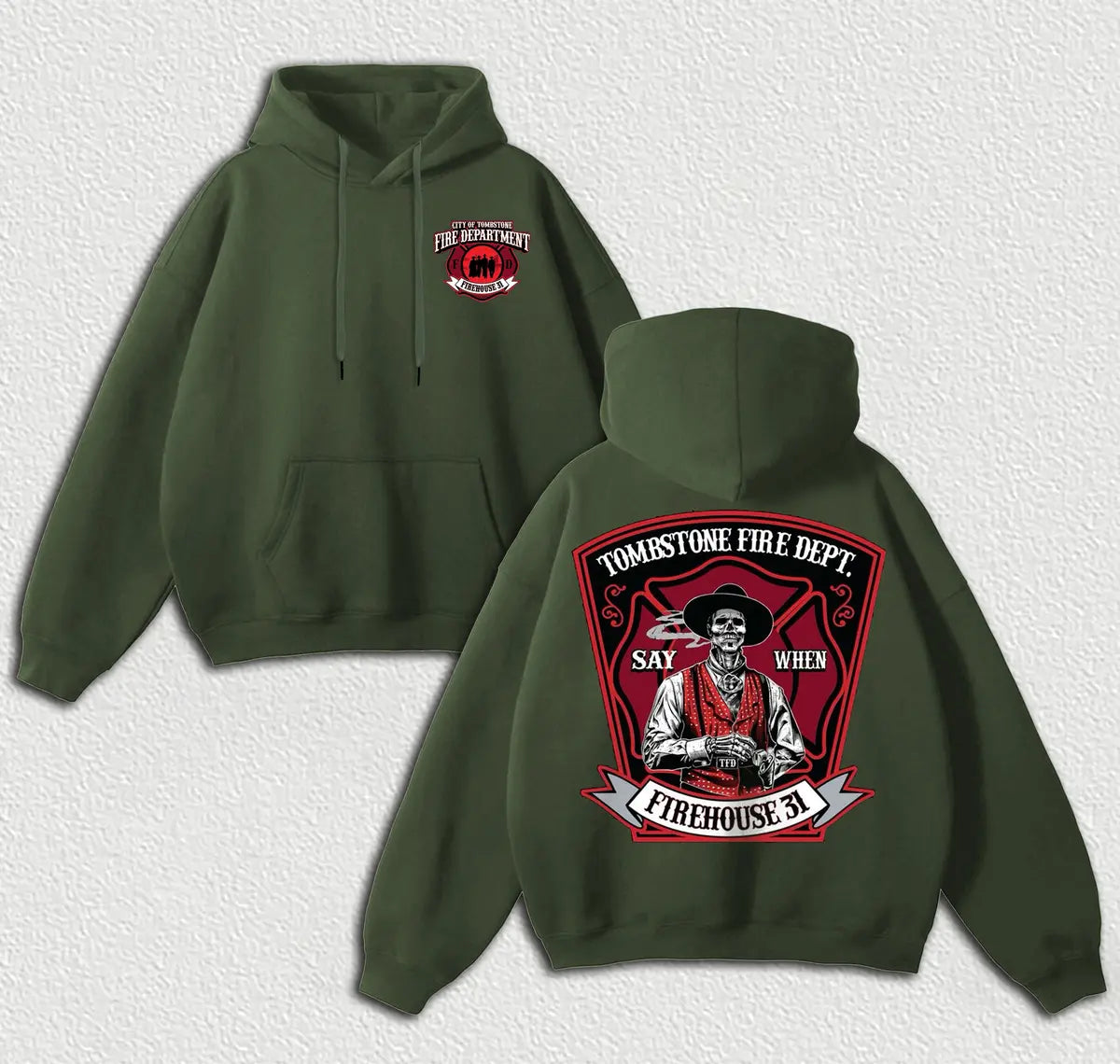 Tombstone Fire Dept. Firehouse 31 Printed Fleece-lined Unisex Hoodie Image - 8