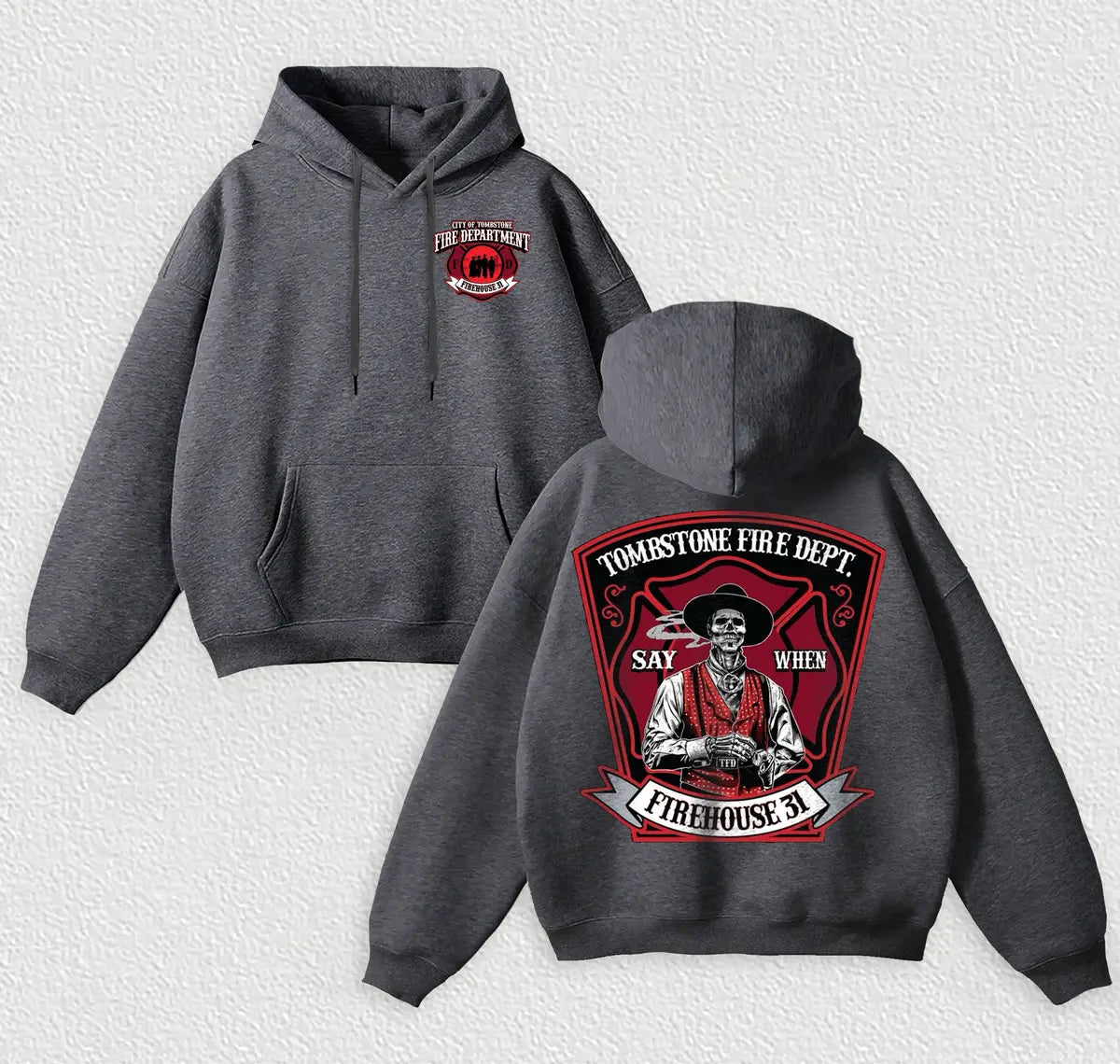 Tombstone Fire Dept. Firehouse 31 Printed Fleece-lined Unisex Hoodie Image - 11