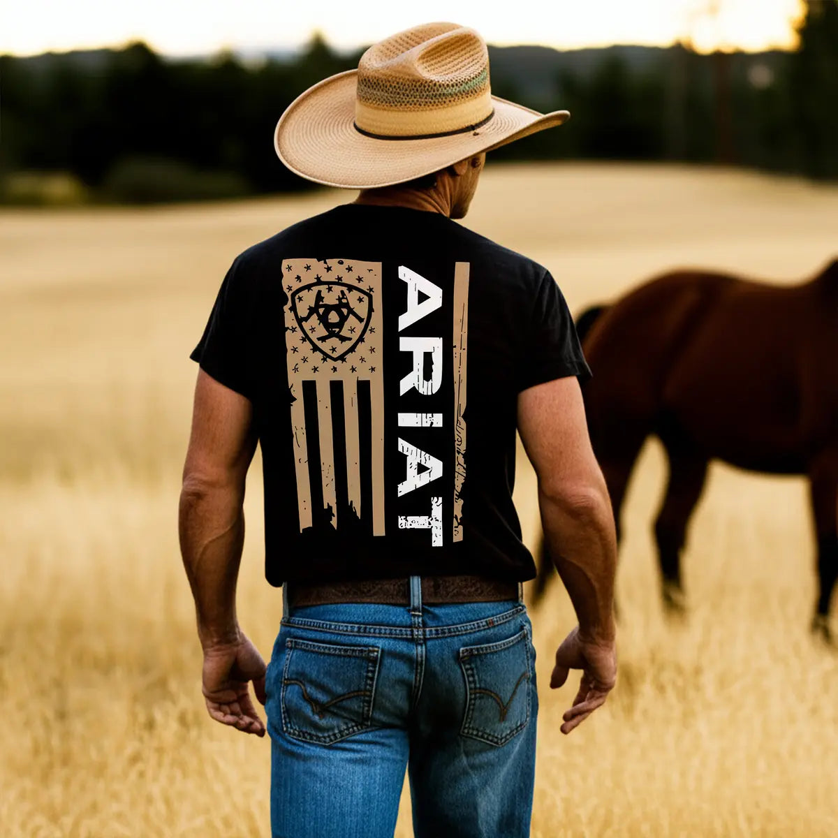Ariat Flag Printed Oversized Unisex T-shirt