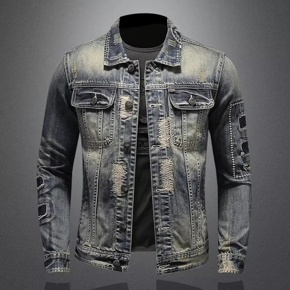 Men's Solid Color Denim Jacket