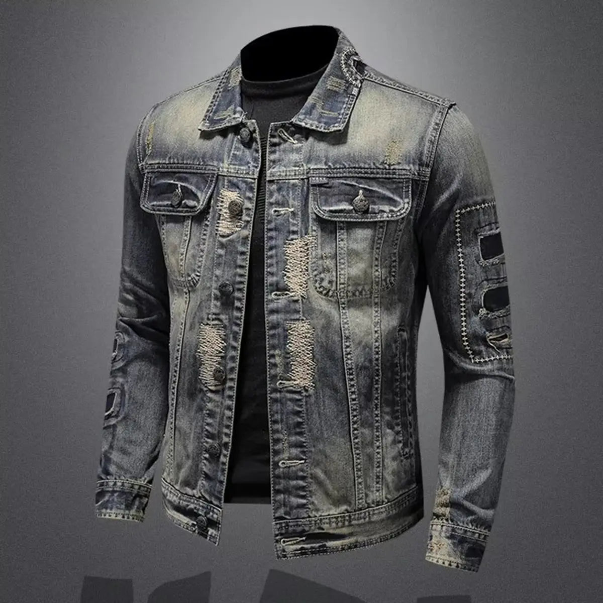 Men's Solid Color Denim Jacket