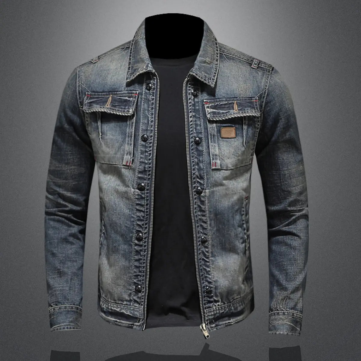 Men's Solid Color Denim Jacket