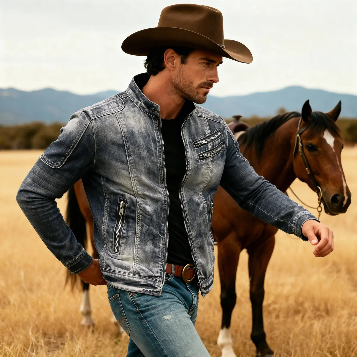 Vintage Oversized Stand Collar Zipper Jacket