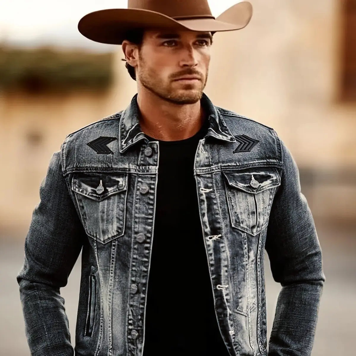 Retro Distressed Slim-Fit Biker Workwear Jacket