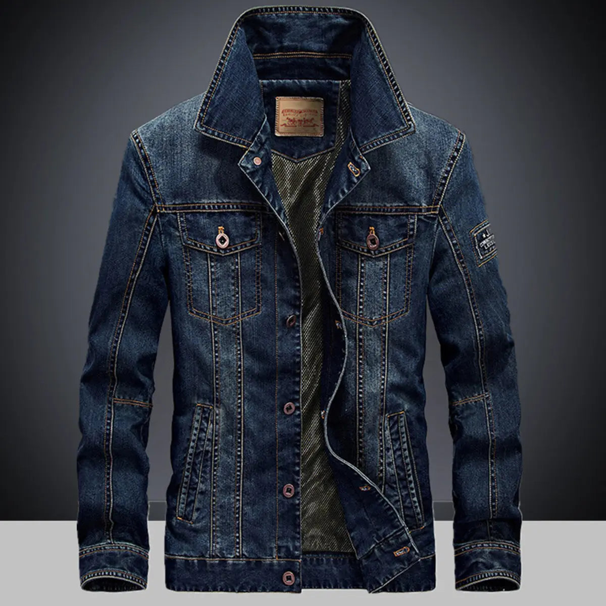Vintage Men's Denim Lapel Oversized Jacket