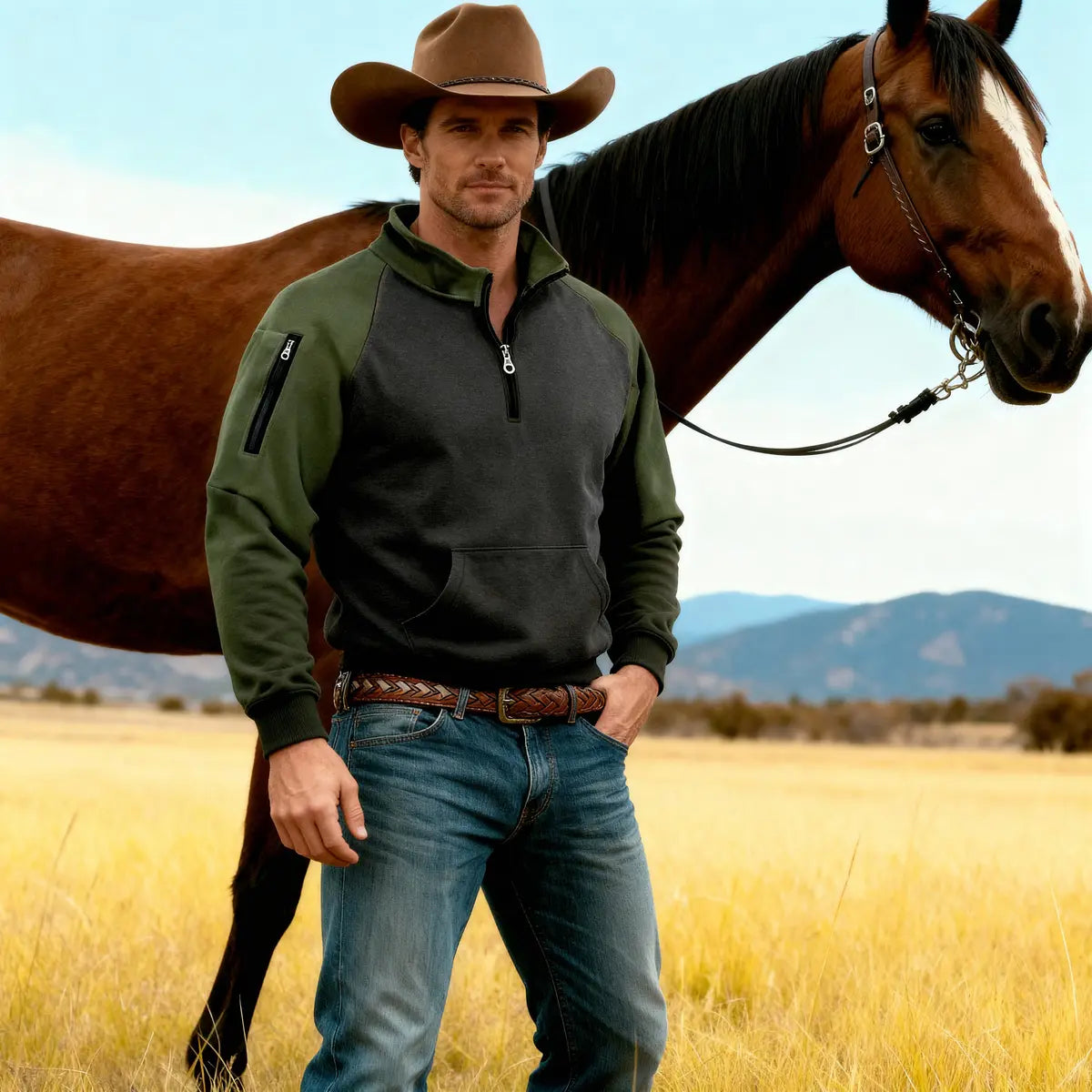 Tactical Fleece Sweatshirt Warm Double-Sided Fleece Pullover Patchwork Zipper Sweatshirt