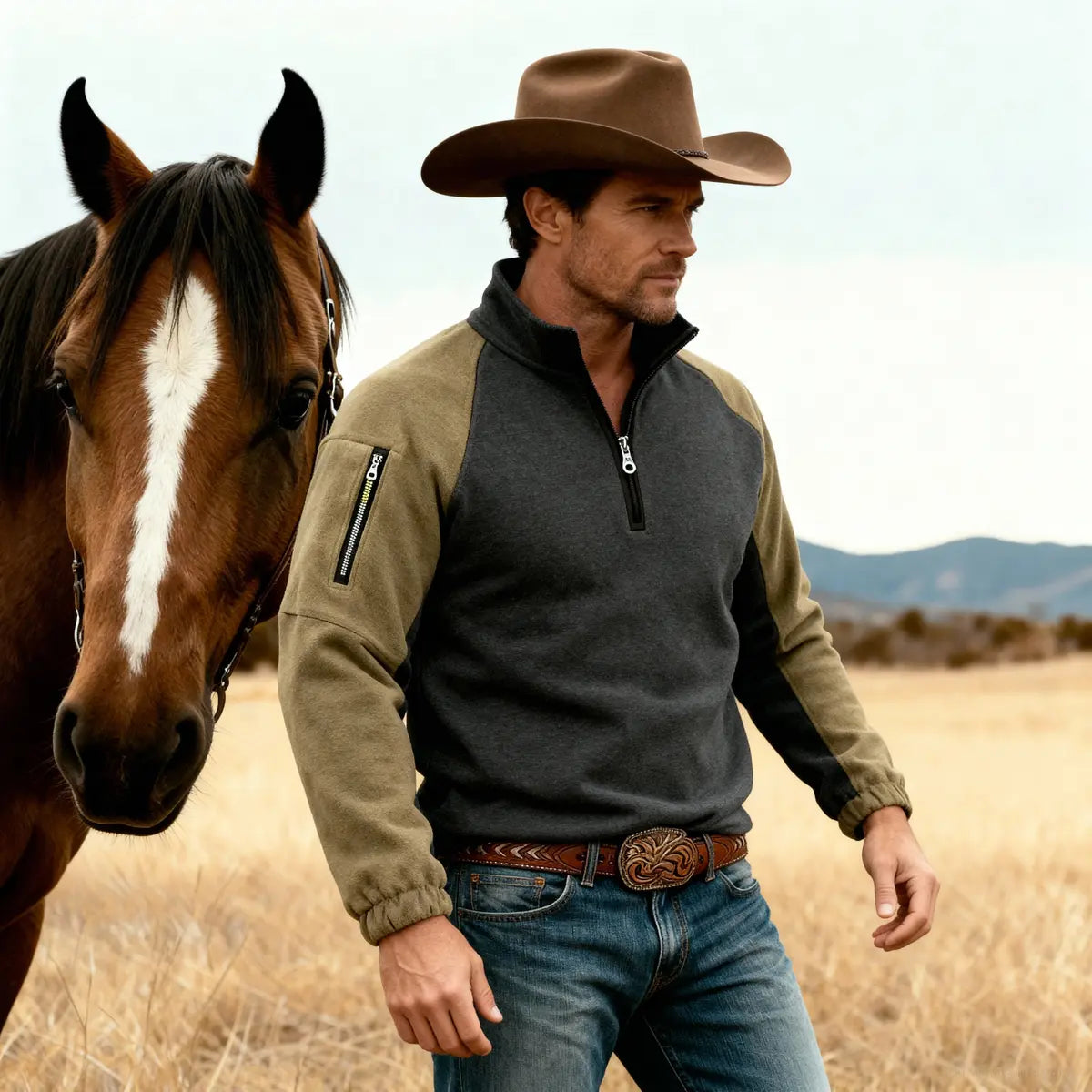 Tactical Fleece Sweatshirt Warm Double-Sided Fleece Pullover Patchwork Zipper Sweatshirt