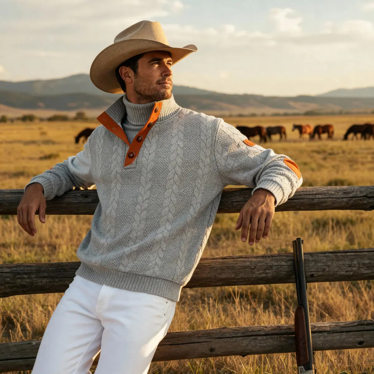 Retro Outdoor Casual Stand-Up Collar Long-Sleeve Knit Pullover Sweatshirt