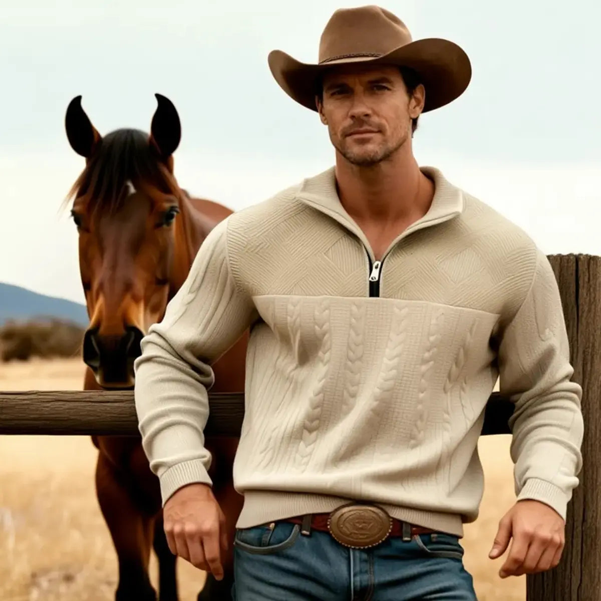 Retro Casual Stand Collar Zipper Pullover Oversized Knit Sweatshirt