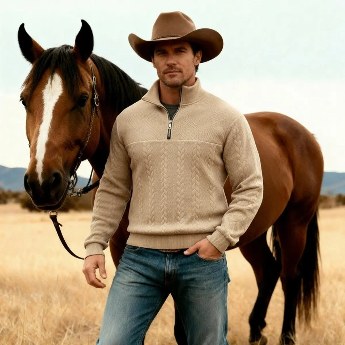 Retro Casual Stand Collar Zipper Pullover Oversized Knit Sweatshirt