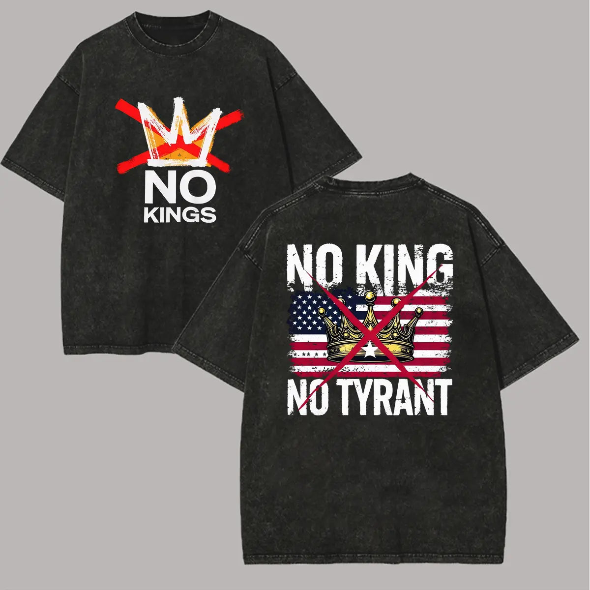No King No Tyrant Printed Unisex Washed T-Shirt