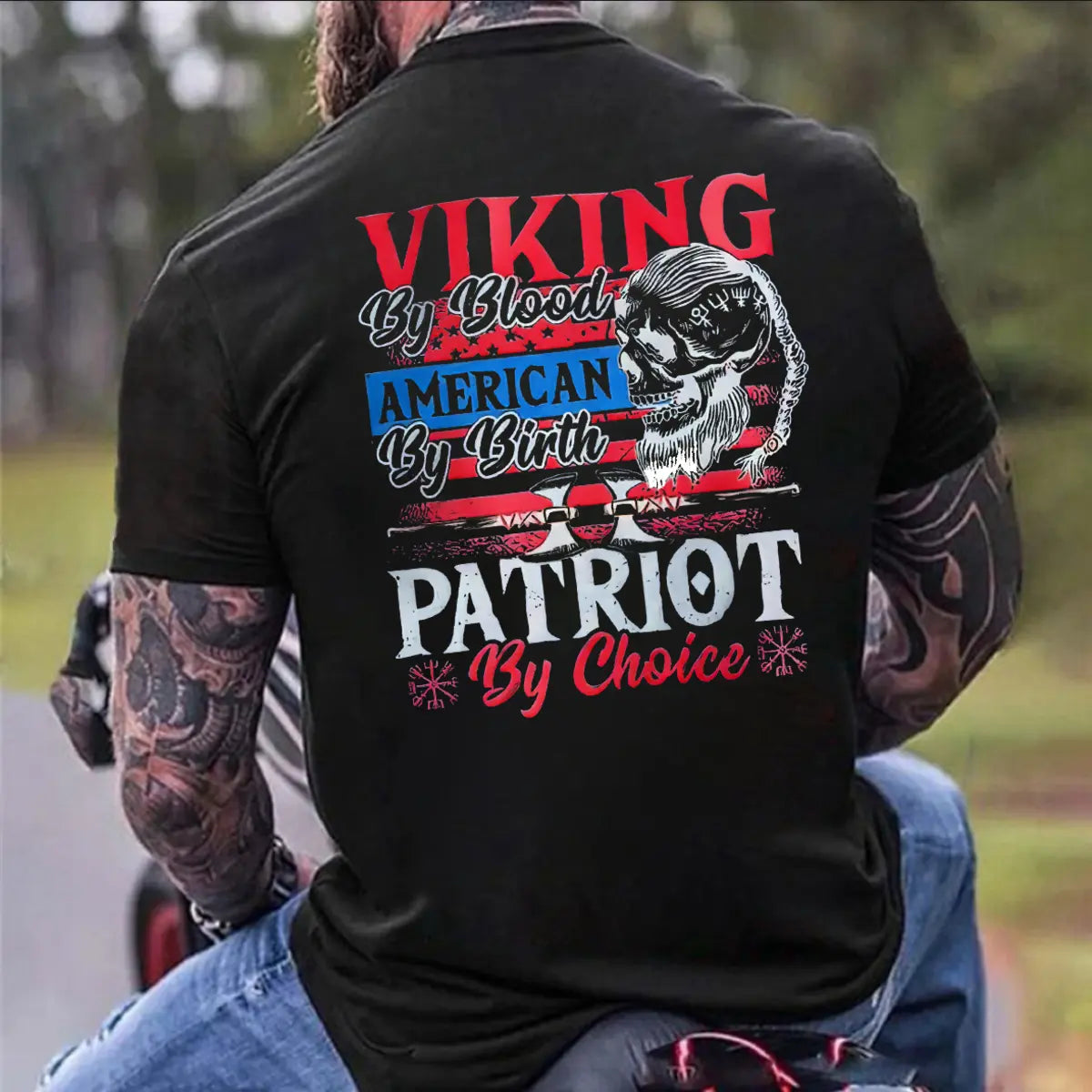 Viking By Blood American By Birth  Printed Men's T-shirt