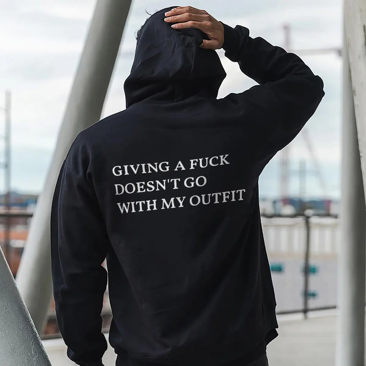 Giving A F Doesn't Go With My Outfit Printed Men's Thickened Hoodie