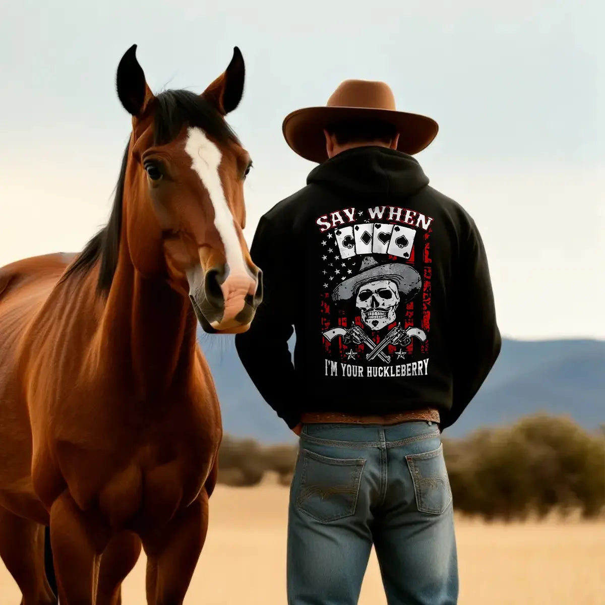 Say When I'm Your Huckleberry Printed Fleece-lined Unisex Hoodie