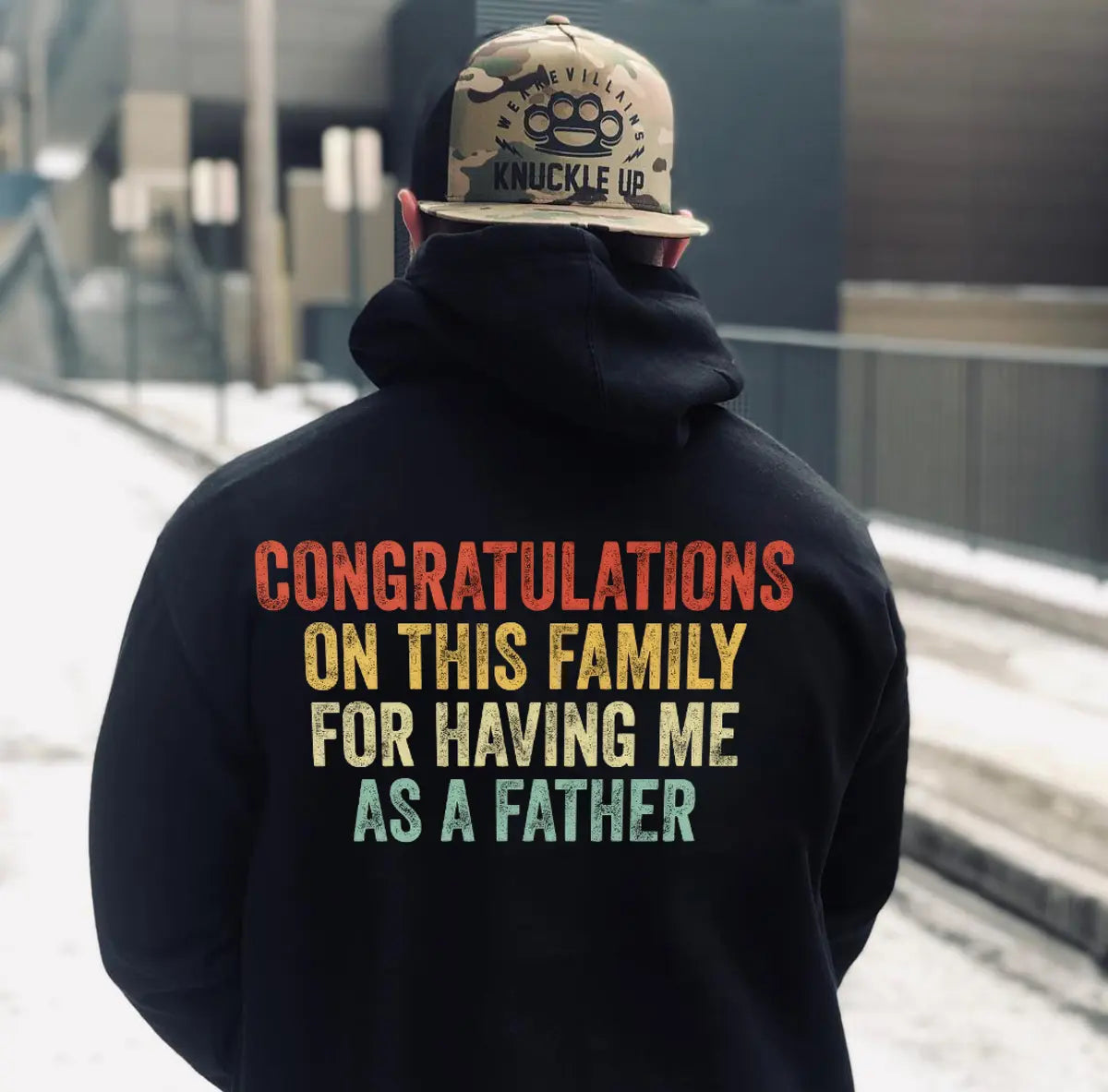 Congratulations On This Family For Having Me As A Father Printed Fleece-lined Unisex Hoodie
