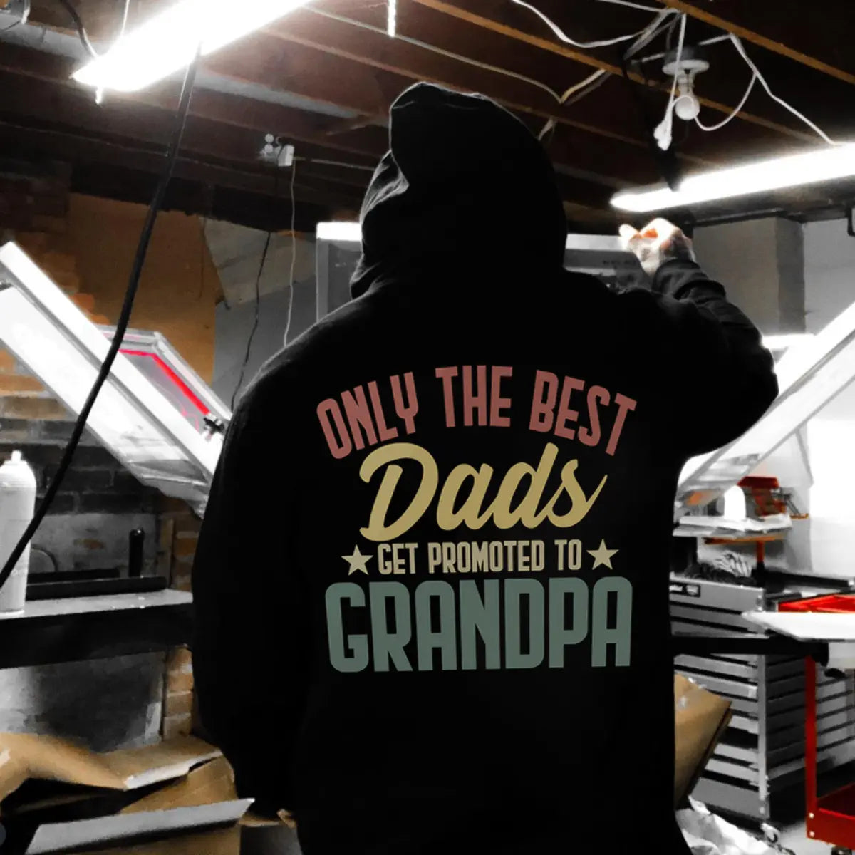 Only The Best Dads Get Promoted To Grandpa Printed Fleece-lined Unisex Hoodie